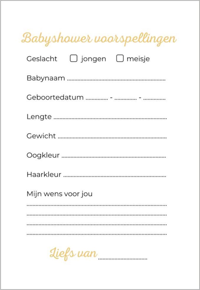 Babyshower invulkaarten 20 stuks | babyshower | babyshower ...