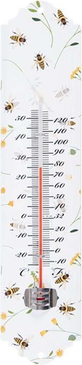 Esschert Design Thermometer met bijenprint 6 6x30cm