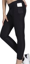 Dames Legging met zak | effen | hoogsluitend |elastische band |hardlopen – sport – yoga – fitness legging | polyester | elastaan | lycra |zwart | S