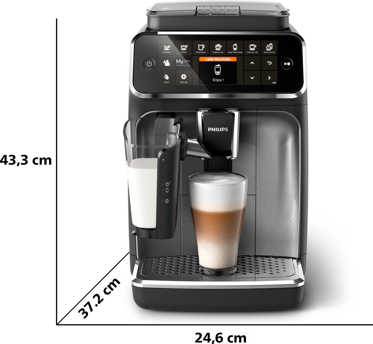 Philips LatteGo 4300 serie EP4346/70 - Espressomachine - Zwart/Grijs | bol