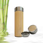 green-goose® Bamboe Thermosfles | 360 ml | Koffielepels | Dubbelwandig | Duurzaam