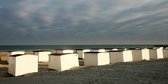 Tuinposter - Zee / Water - Strand in wit / grijs / zwart / bruin / groen - 120 x 240 cm