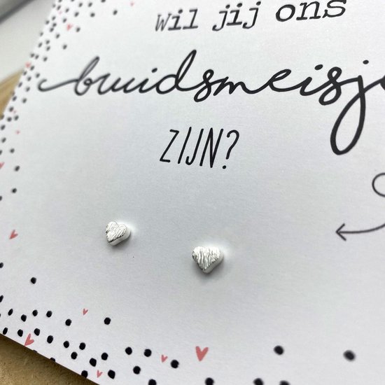 Kaart bruidsmeisje vragen met oorknopjes - Wil jij ons bruidsmeisje zijn? Zwart/ wit