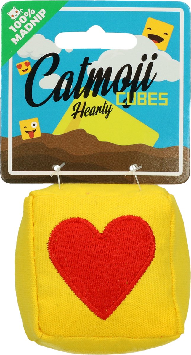 Emoji Cat Cube Hearty (met MadNip) Speelgoed voor katten - Kattenspeelgoed - Kattenspeeltjes