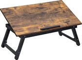 MIRA Home - Laptopstandaard - Voor bed - Industrieel - Hout - Bruin/Zwart - 60x35x(21-31)