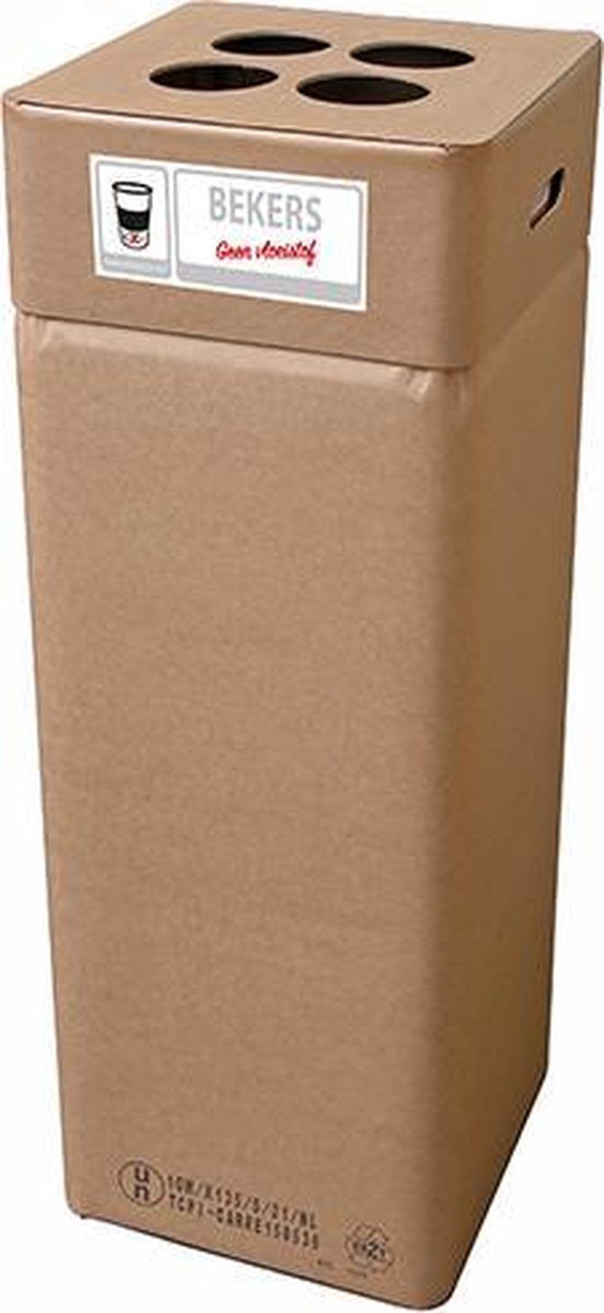 Afvalbak karton, Afvalbox bekers zonder opvangsyst. (hoog 97 cm herbruikbaar)