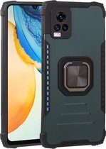 Voor vivo V20 Fierce Warrior-serie Armor All-inclusive schokbestendig aluminium + TPU-beschermhoes met ringhouder (groen)