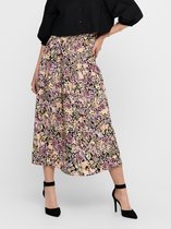 Only ONLFAVE CALF SKIRT Zwart Big FLower Dames Rok - Maat 34