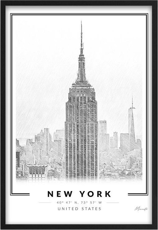 Poster Empire State Building New York A4 - 21 x 30 cm (Exclusief Lijst)