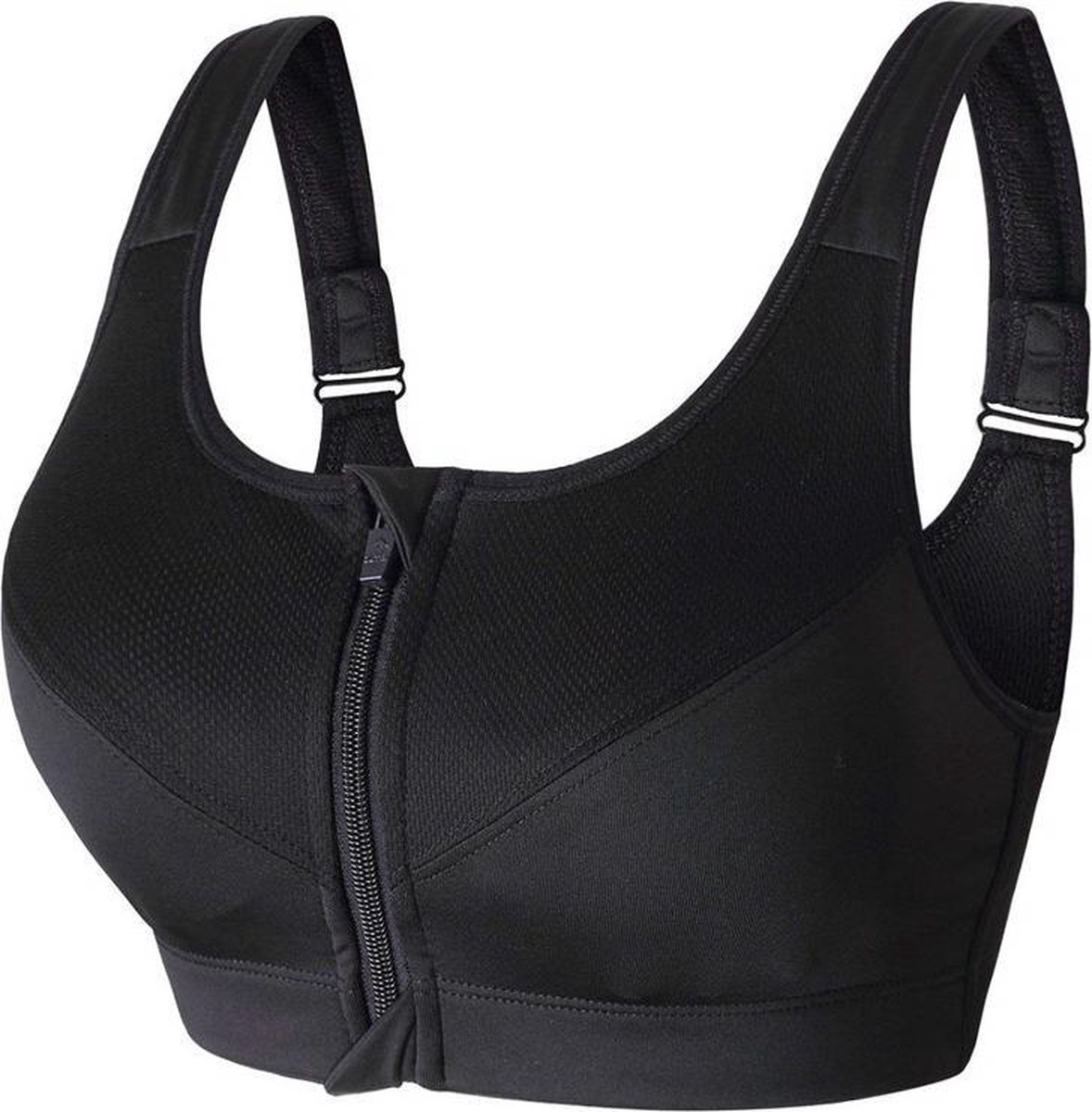 JS2DEAL Chibaa - Sportbeha met voorsluiting zwart - maat XL