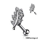 Piercing CZ leaf gemmed top 8 mm