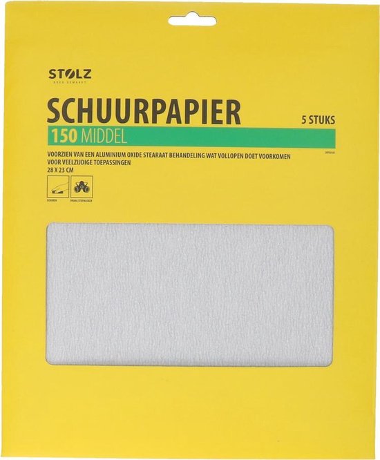 Stolz schuurpapier | Korrelgrofte 150 | Middel | 5 stuks | Wit | 28 x 23 cm  | bol.com