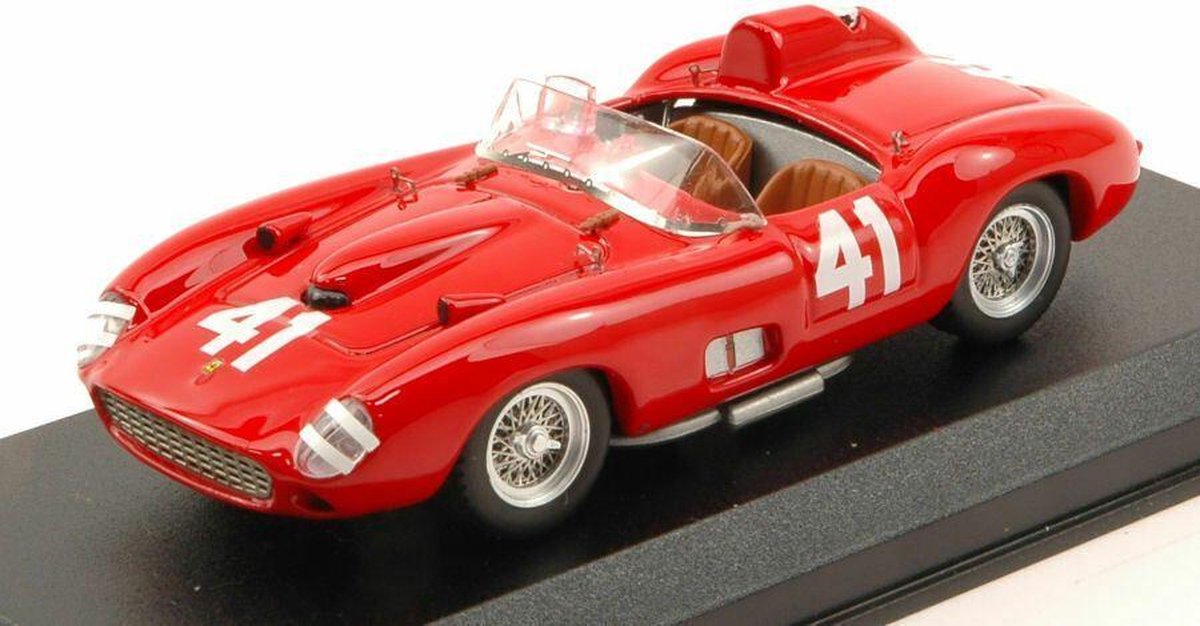 De 1:43 Diecast Modelcar van de Ferrari 315S Spider #41 van de Miles Road America in 1957. De bestuurder was P. Hill. De fabrikant van het schaalmodel is Art-Model. Dit model is alleen online verkrijgbaar