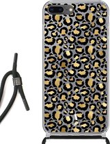 iPhone 7 Plus hoesje met koord - Luipaardprint Goud