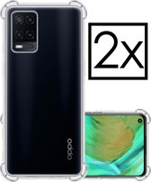 Hoes Geschikt voor OPPO A54 Hoesje Siliconen Cover Shock Proof Back Case Shockproof Hoes - Transparant - 2x
