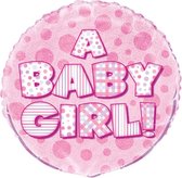 Helium Ballon A Baby Girl Roze 45cm leeg