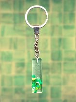 Epoxy letter sleutel- of tassenhanger I, glitter groen