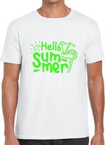 HELLO SUMMER Heren t-shirt - Neon Tekst Groen - XL