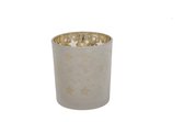 COSY & TRENDY - T-LICHT POTJE - STER ZILVER - D7.3xH8cm - GLAS GOUDEN BINNENWAND SET VAN 4 STUKS