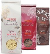 Smeltchocolade - Box 3x1 kg - White 28% / Milk 35% / Dark 55% - Voordeelbundel Wit / Melk / Donker