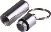 Mini Waterdichte Pillenkoker - Pil Container -Pillen Doos met Sleutelhanger - Zilver