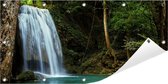 Tuinposter Waterval 100 x 50 cm incl. Metalen ringen - (Buitenposter - Tuindoek - Buitencanvas - Schilderijen voor buiten - tuin decoratie)