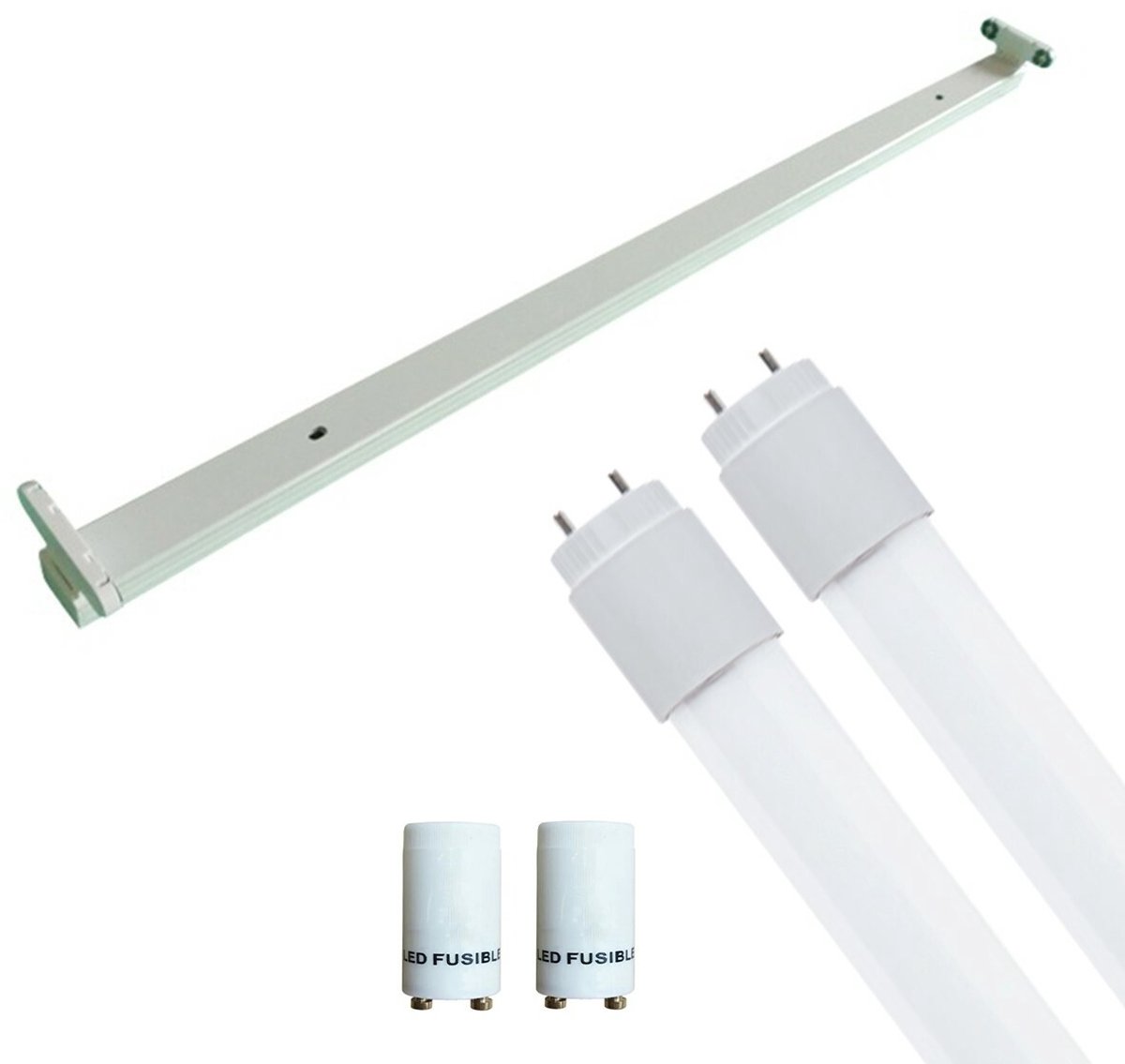 LED TL Armatuur met T8 Buis - Aigi Dybolo - 150cm Dubbel - 48W - Helder/Koud Wit 6500K - IP20