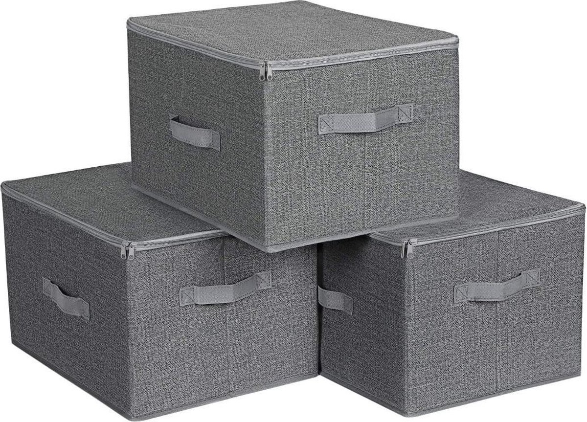 MIRA Home - Opbergdozen - Opbergmand - Modern - Karton - Niet-geweven stof - Grijs - 40x30x25