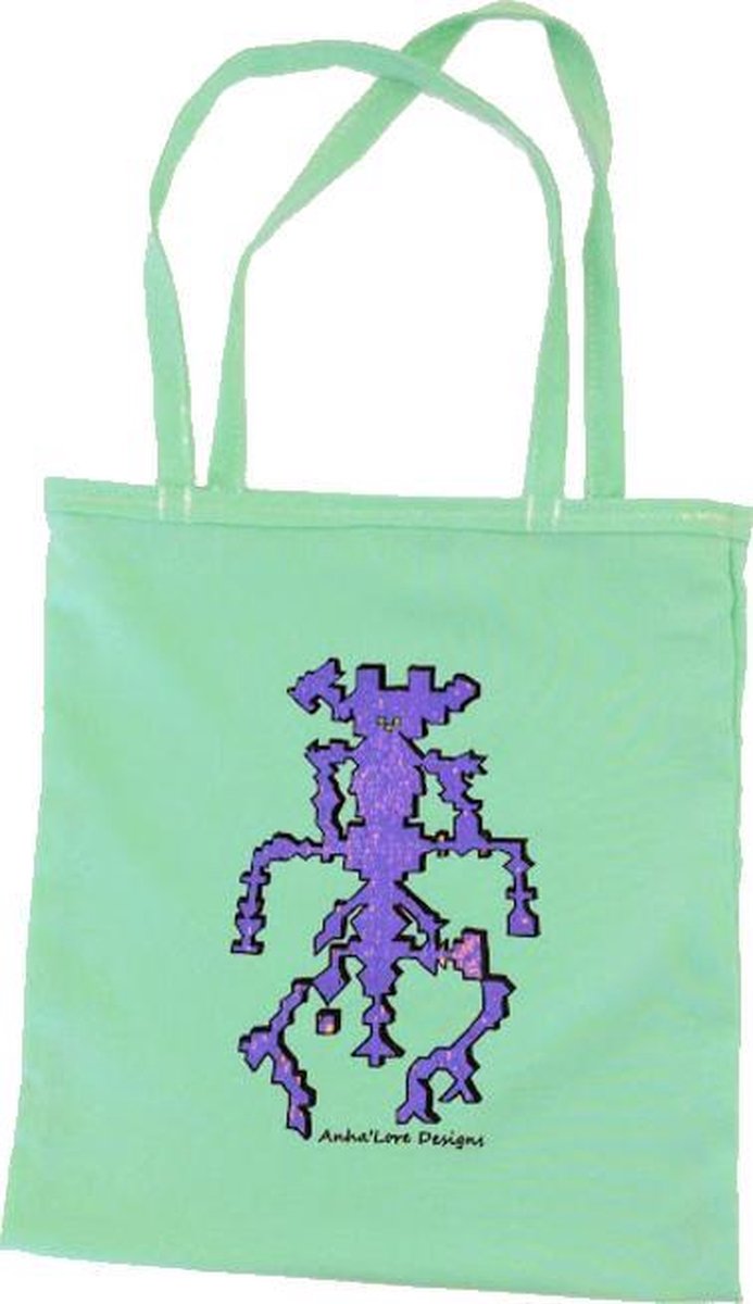Anha'Lore Designs - Alien - Exclusieve handgemaakte tote bag - Appelblauwzeegroen