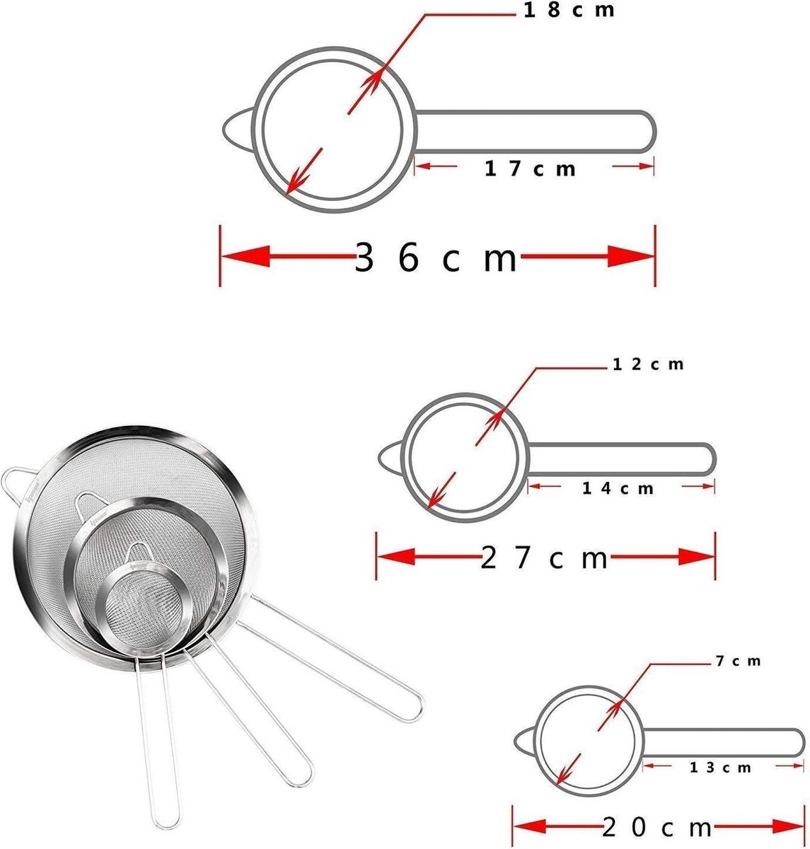 Set de 3 passoires à mailles fines en inox 10, 16, 18 cm Mathon