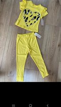 Meisjes set legging en t-shirt, kleur geel, maat 98/104