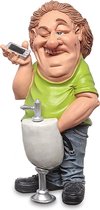 Grappige beroepen beeldje man op het toilet - de komische wereld van karikatuur beeldjes – komische beeldjes – geschenk voor – cadeau -gift -verjaardag cadeau