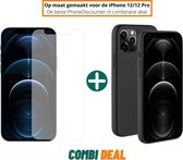 Fooniq Silicone Hoesje Zwart + Screenprotector - Geschikt Voor Apple iPhone 12 Pro