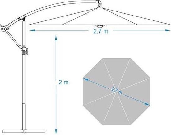 Zwevende parasol Ø 2.7 m met parasolvoet - ROOD | bol.com