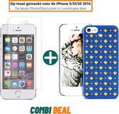 Fooniq Rock Hoesje Blauw + Screenprotector - Geschikt Voor Apple iPhone SE 2016