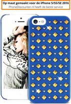 Fooniq Design Hoesje Blauw - Goud Bling - Geschikt Voor Apple iPhone 5/5S/SE 2016