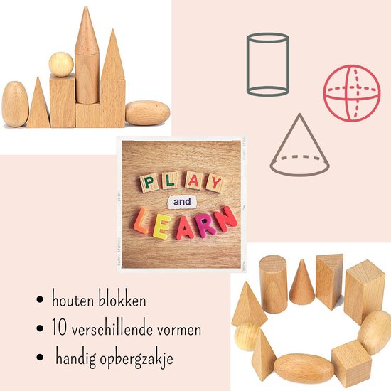 houten vormen - montessori - houten blokken - educatief speelgoed - houten  speelgoed... | bol.com