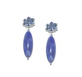 Oorbellen | clip-on | blauw | bloem | Swarovski | geen gaatjes