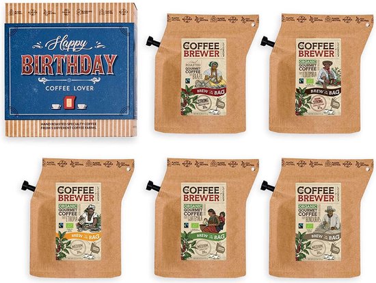 Verjaardag Koffie Cadeaus Voor Mannen & Vrouwen - 5 Unieke Koffiezakjes Set Met Premium Gemalen Koffie Uit De Hele Wereld Voor Koffieliefhebbers | Brievenbusgeschenk in Mandstijl Verjaardag Koffie Cadeaus Voor Mannen & Vrouwen - 5 Unieke Koffiezakjes Set Met Premium Gemalen Koffie Uit De Hele Wereld Voor Koffieliefhebbers | Brievenbusgeschenk in Mandstijl