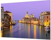 Wandpaneel Venetie bij avond  | 100 x 70  CM | Zwart frame | Wandgeschroefd (19 mm)