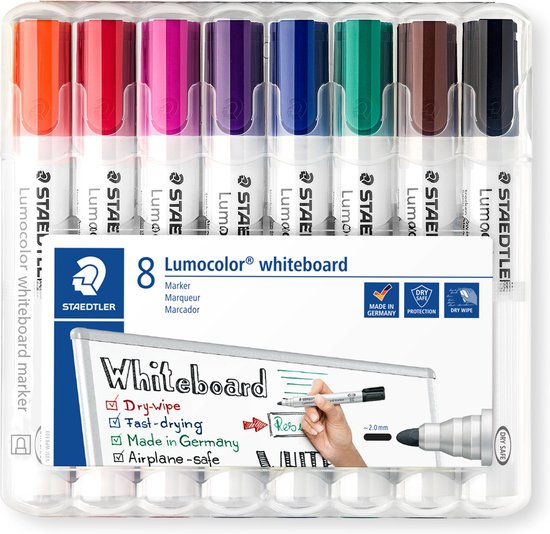STAEDTLER Lumocolor - Marqueur pour tableau blanc - Pointe ronde - Boîte 8 pièces - Assorti