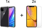 iPhone 11 Pro Max hoesje shock proof case transparant apple hoesjes cover hoes - 2x iphone 11 pro max screen protector