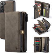 CASEME Luxe Multi Portemonnee hoesje voor de Samsung Galaxy S21 FE - bruin