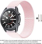 22mm Licht Roze Nylon Horloge Bandje met een lichte glans geschikt voor 22mm smartwatches van verschillende bekende merken (zie lijst met compatibele modellen in producttekst) - Maat: zie maatfoto - klittenbandsluiting