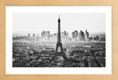 JUNIQE - Poster in houten lijst Paris Skyline -40x60 /Grijs & Wit