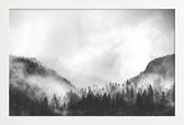 JUNIQE - Poster met houten lijst Moody Clouds 4 -13x18 /Grijs & Wit
