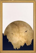 JUNIQE - Poster met houten lijst Two Birds Gold -30x45 /Ivoor