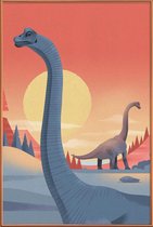 JUNIQE - Poster met kunststof lijst Brachiosaurus -30x45 /Blauw &