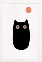 JUNIQE - Poster in houten lijst Meow -40x60 /Wit & Zwart