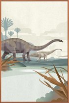 JUNIQE - Poster met kunststof lijst Diplodocus illustratie -40x60